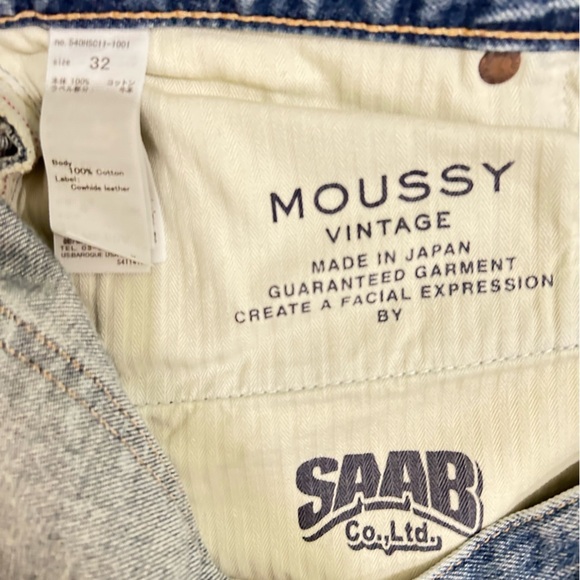 NWT Moussy Vintage Blue Arden Tapered Leg denim Jeans button fly Japan size 32 - Picture 11 of 11